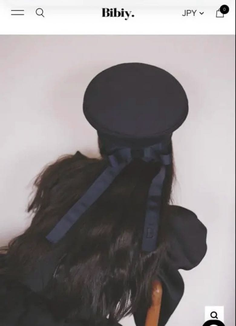 Bibiy リボン付き黒ベレー帽