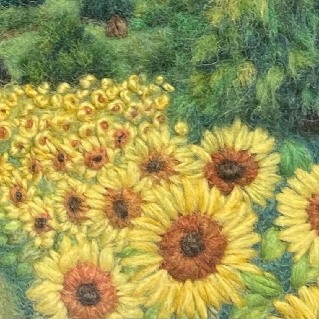 く*ん様 羊毛フェルト　羊毛絵画　『里の夏とひまわり畑』ハンドメイド　羊毛刺繍