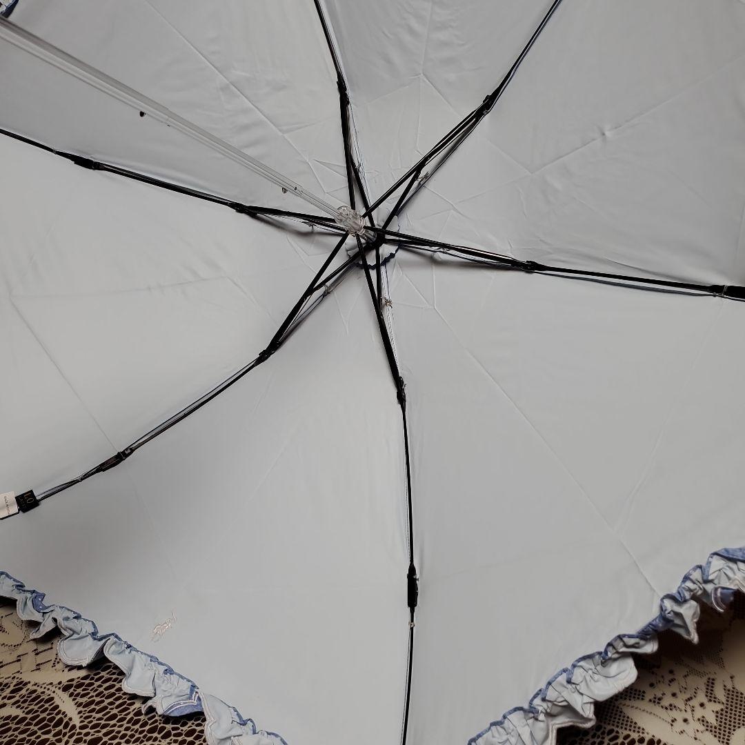 お値下げ！ ポロ・ラルフローレン☆ブルー水玉 フリル 晴雨兼用折りたたみ傘