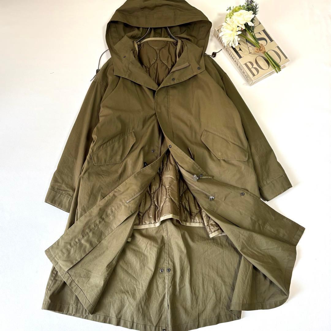 【美品】ウィムガゼット キルトジャケット付きモッズコート キルティング カーキ