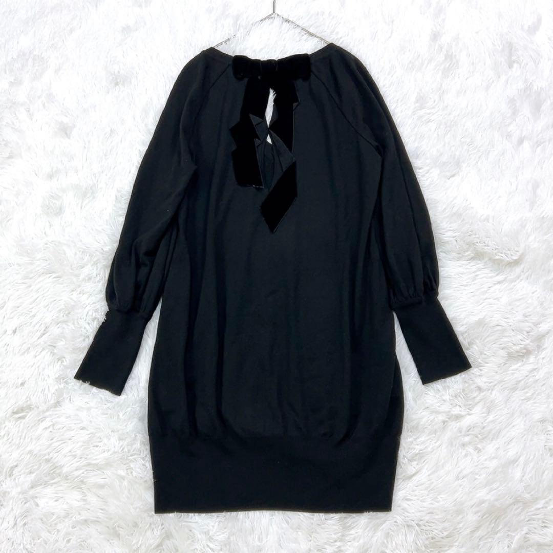 FOXEY フォクシー ワンピース バックリボン 42 XL相当 ブラック 黒