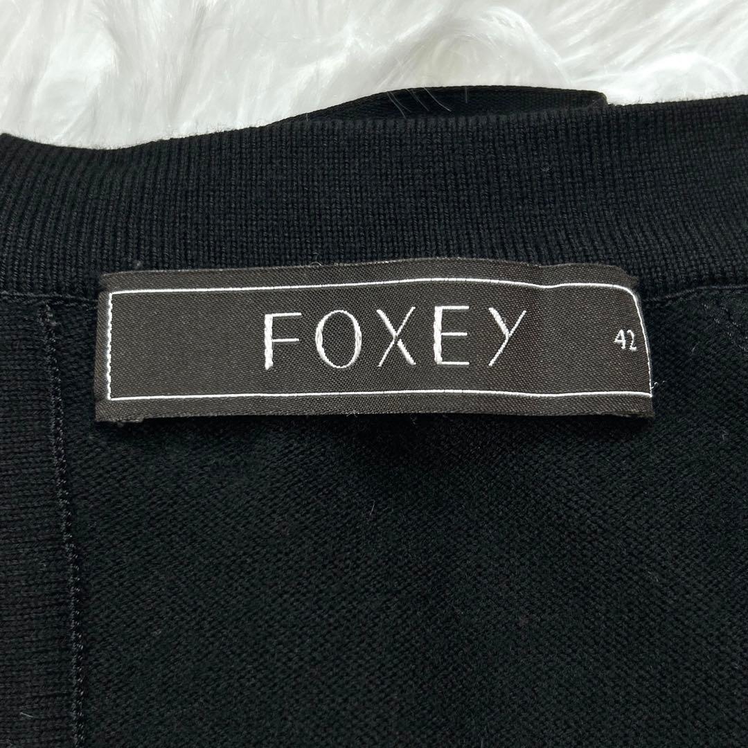FOXEY フォクシー ワンピース バックリボン 42 XL相当 ブラック 黒
