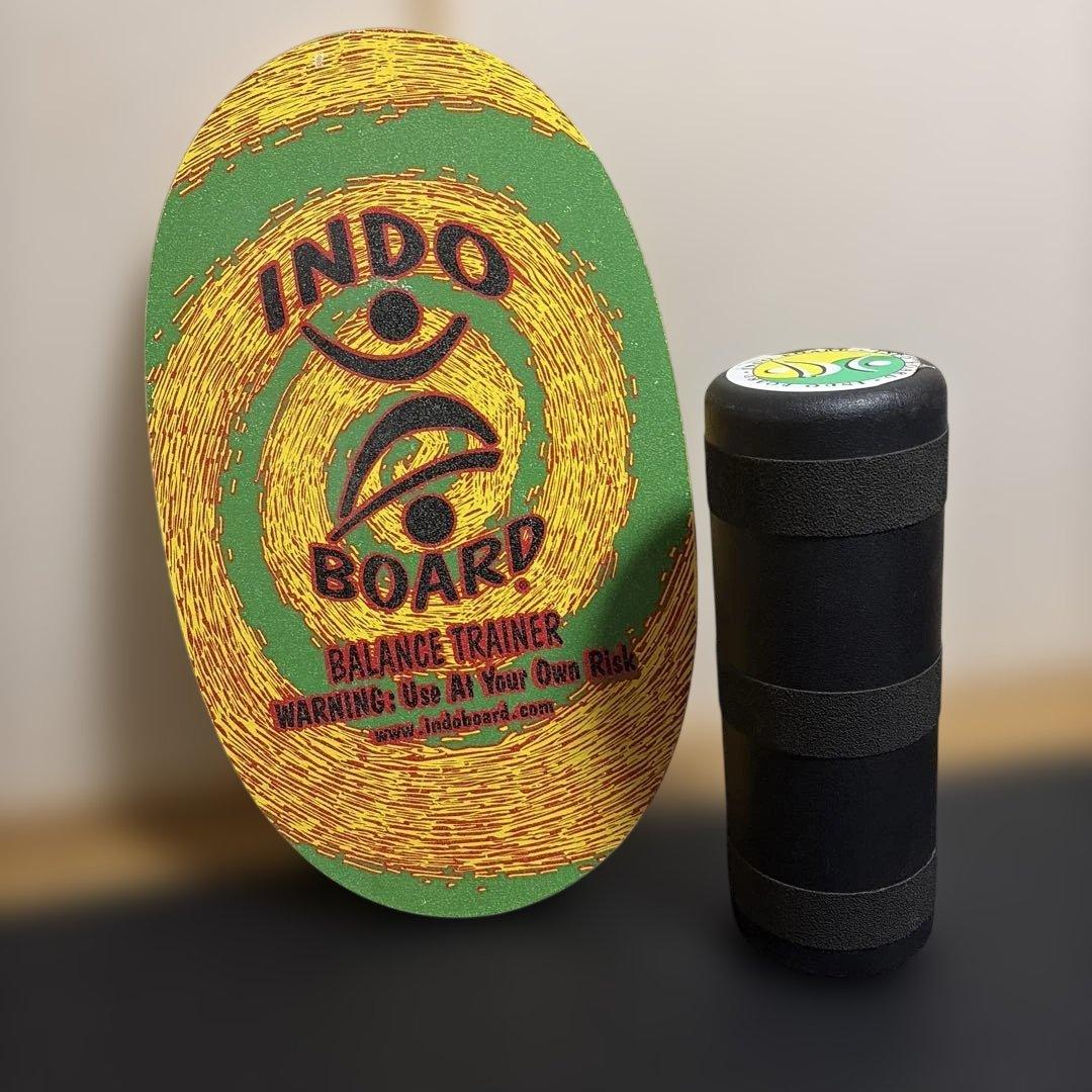 INDO BOARD バランスボード 木製 波デザイン 付属ローラー付き