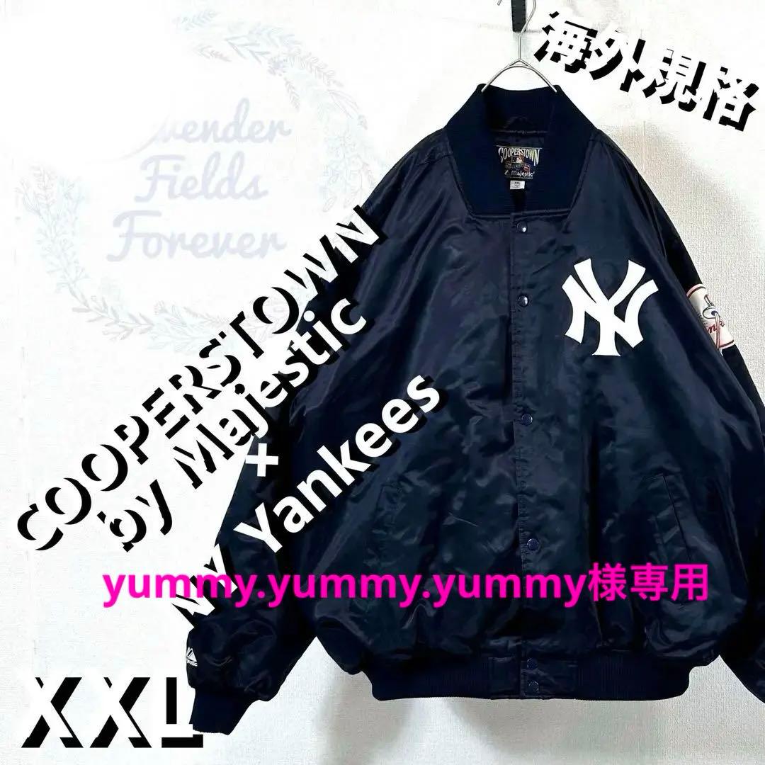 MLBヤンキースナイロンスタジャンビッグロゴ刺繍ワッペンクーパーズタウン古着