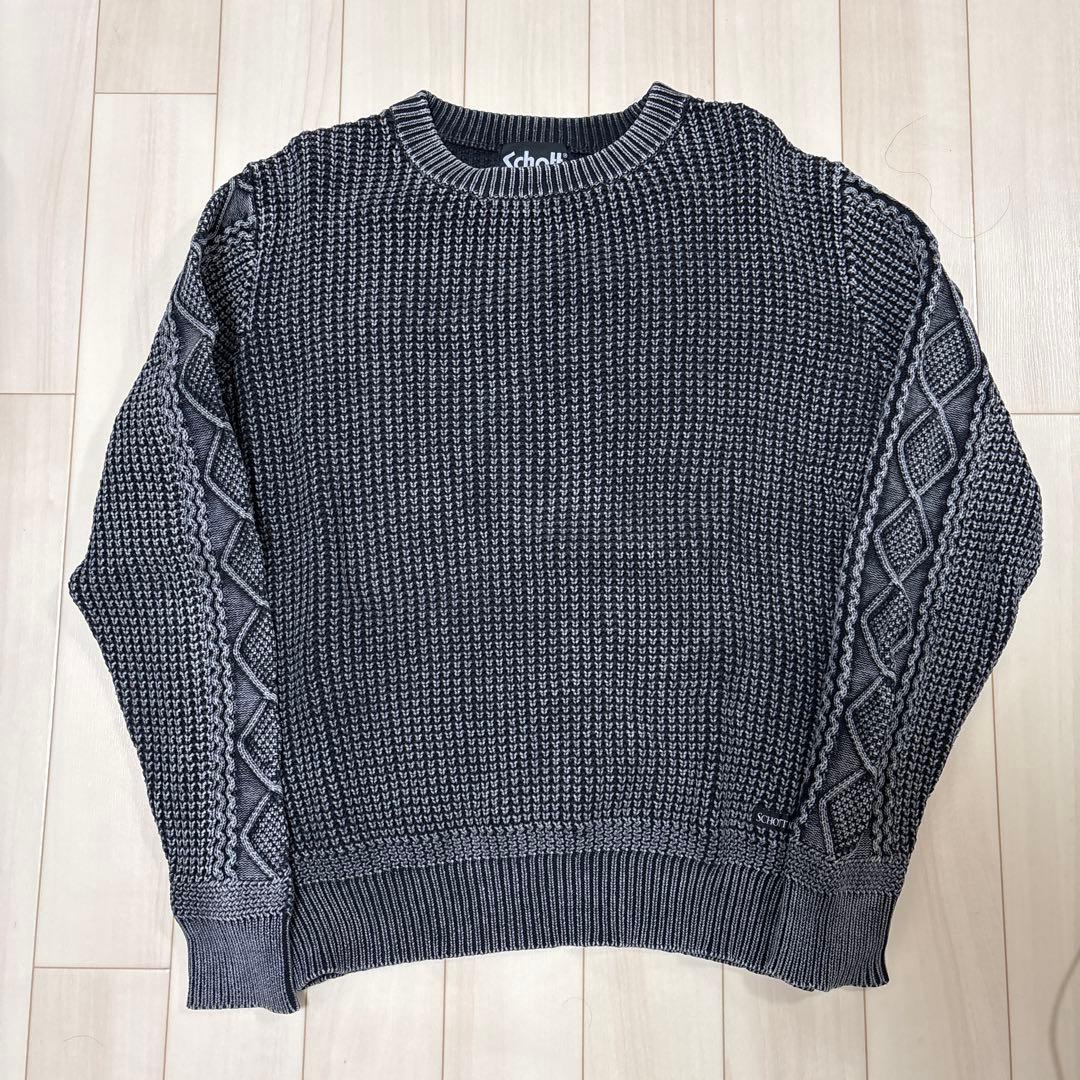 Schott ダークグレー ニットセーター M