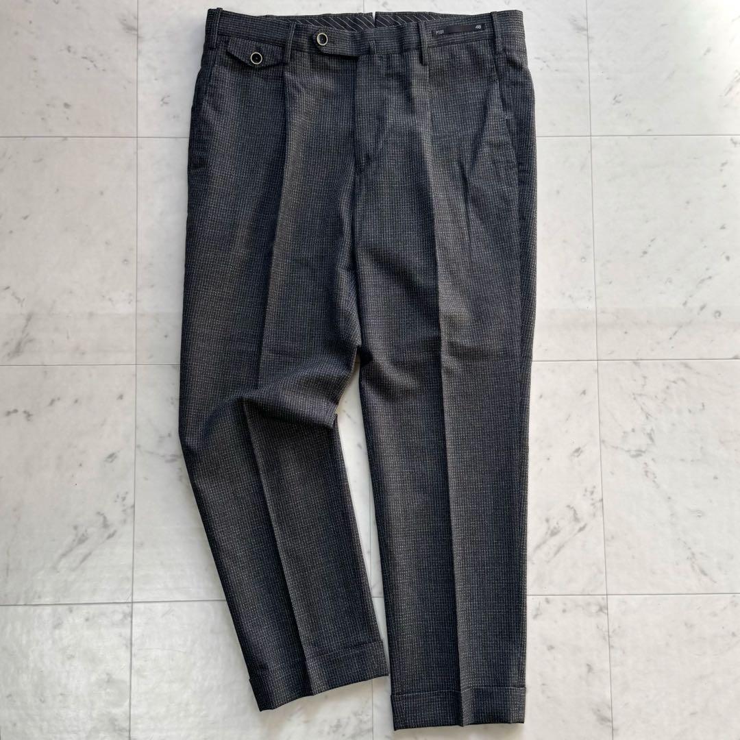 PT01 SUPER 100'S ウールスラックスパンツ マイクロチェック 48
