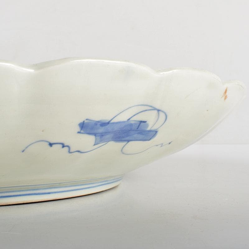 りりあ　古伊万里　染錦　花文輪花皿　大皿　直径約40cm　V　R5856B