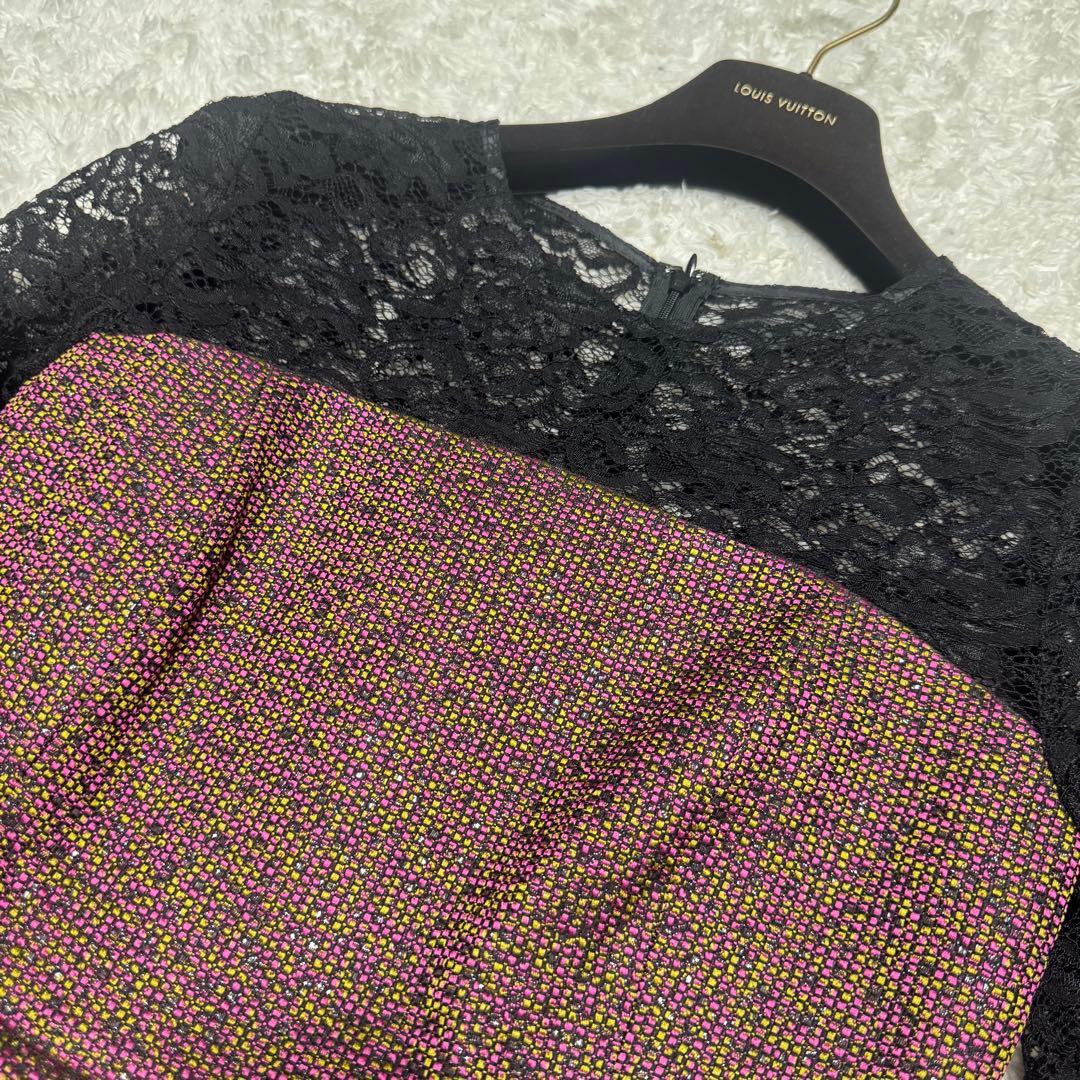 グレースコンチネンタル ジャガード ツイード ラメ レースワンピース 定価5.8