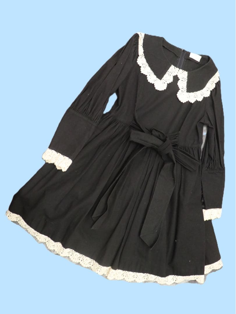 田園詩 / 綿レース襟付きワンピース