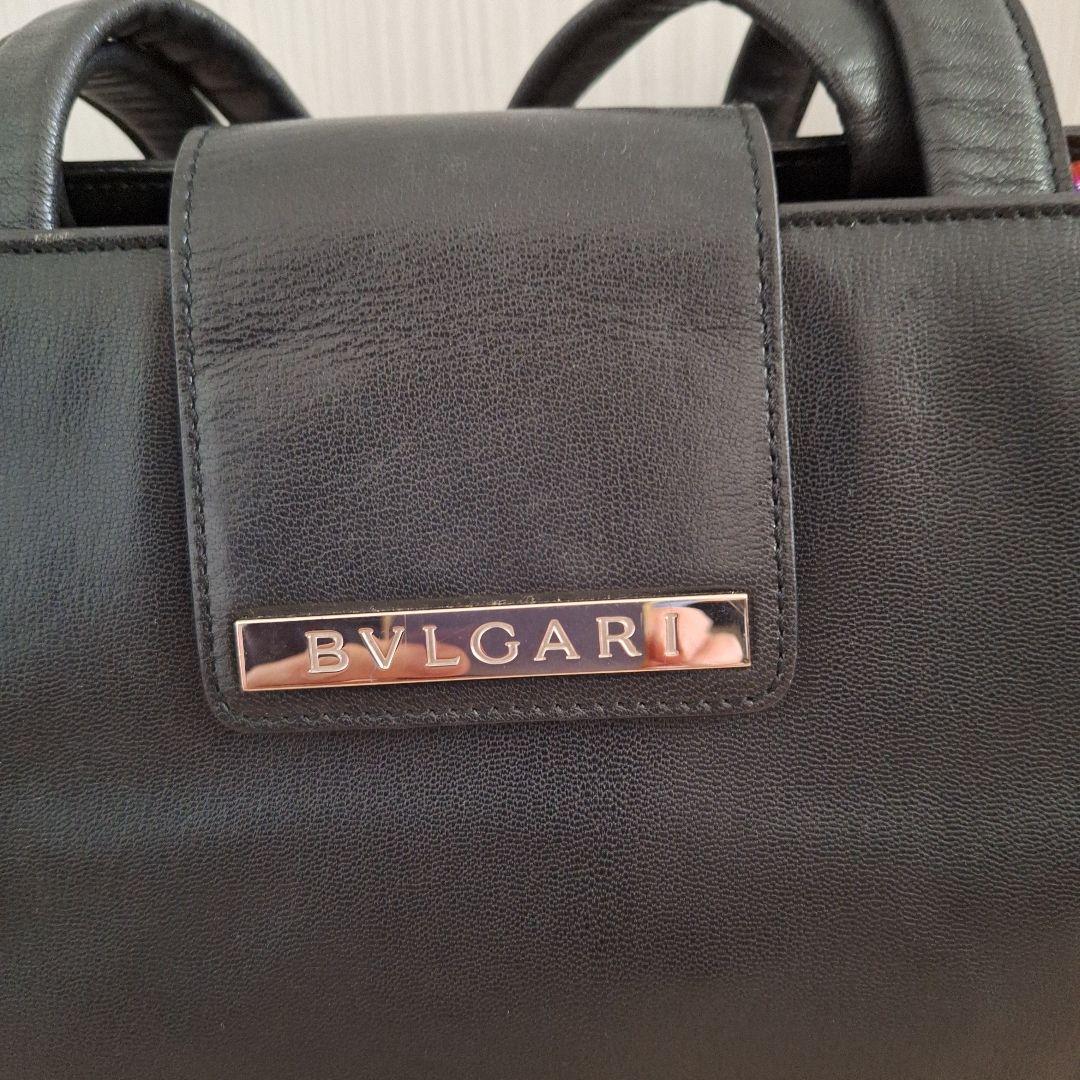 BVLGARI ブラックレザートートバッグ