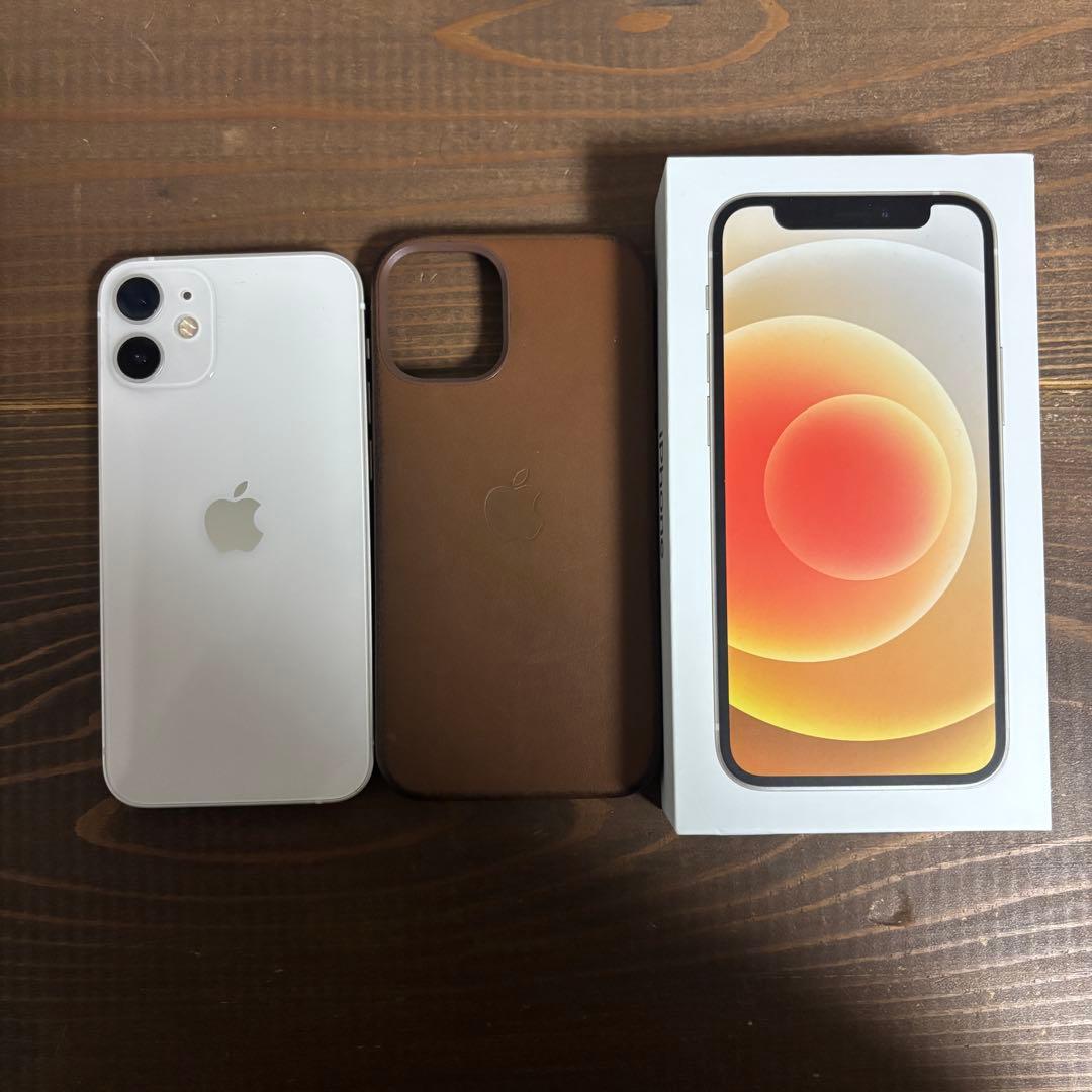 Apple iPhone12mini 128GB フィルム・純正レザーケース付き