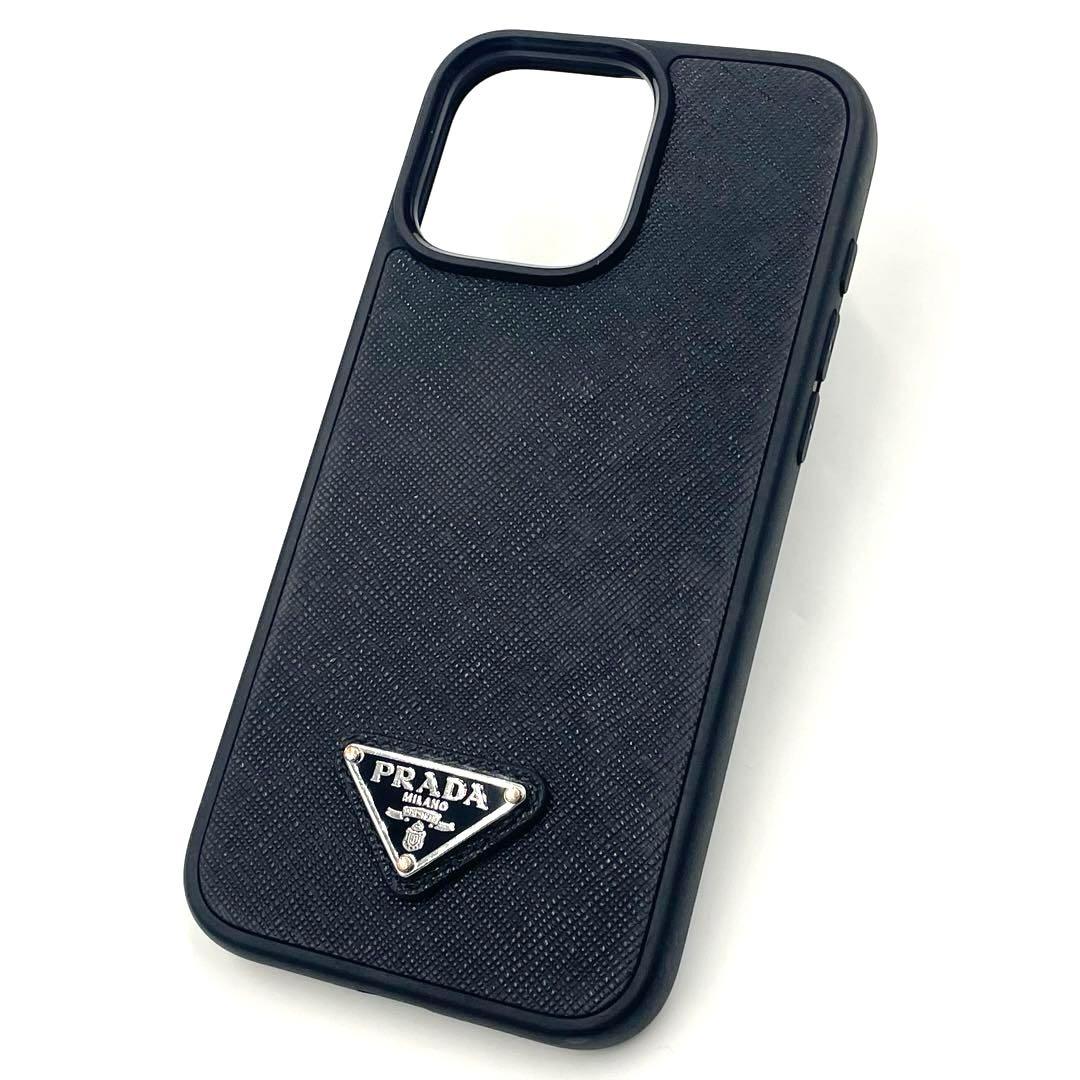 【美品】プラダiPhone 16ProMAXスマホケース 三角ロゴ サフィアーノ