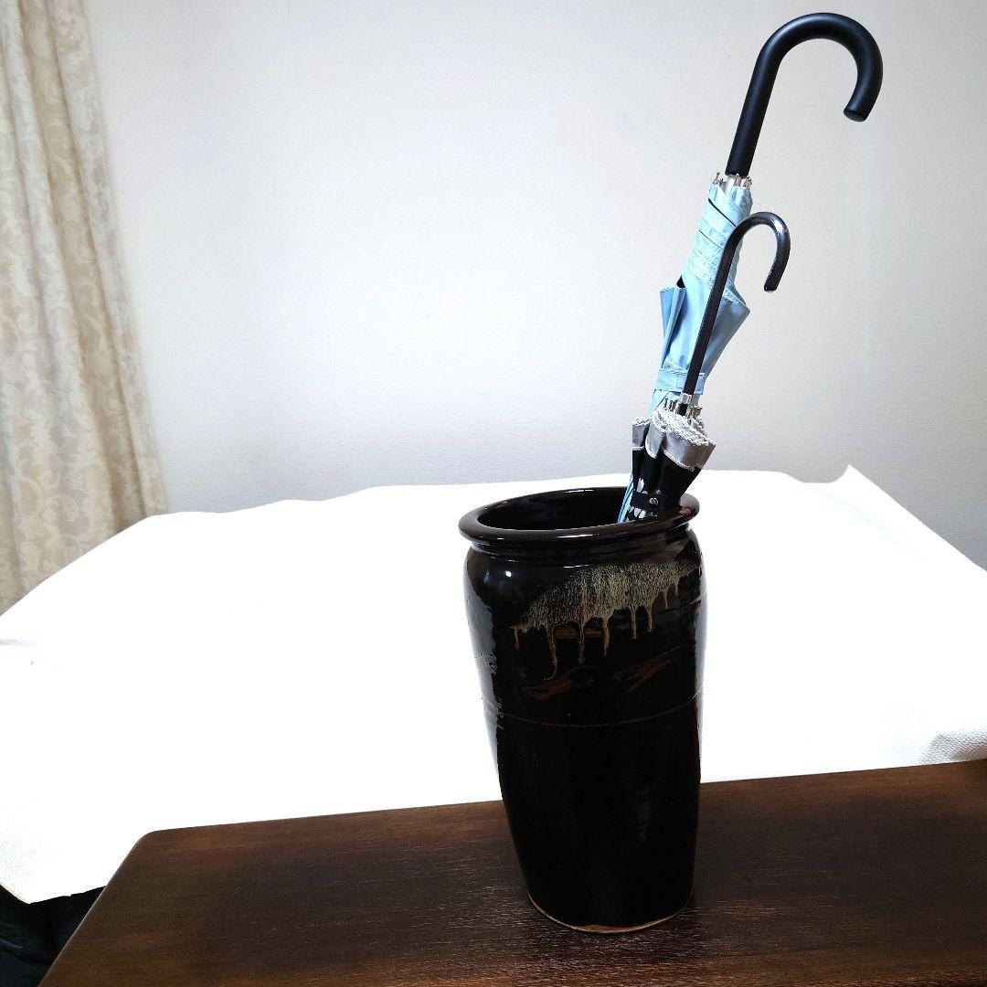 信楽焼き(有田焼？)　民芸風　和風傘立て　玄関収納　インテリア