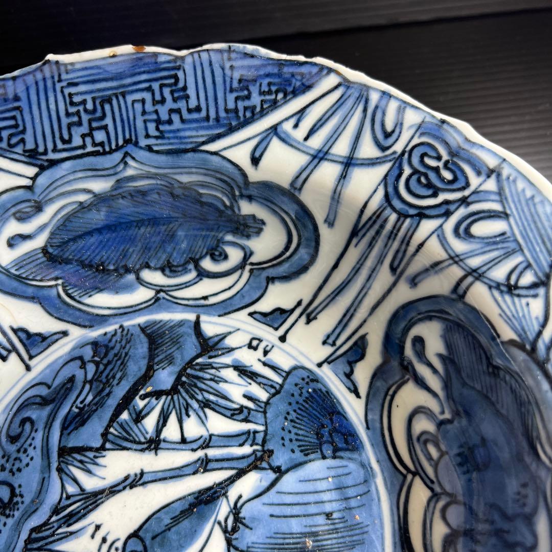 中国明時代　古染付兜鉢　口径約21.5㎝　東Y7-1202☆2Fタサオ