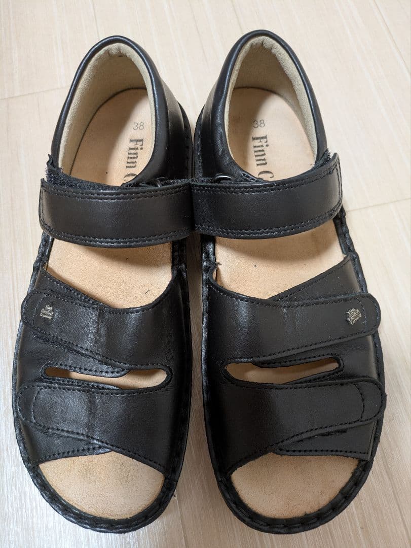 Finn Comfort 黒 コンフォートサンダル EU 38
