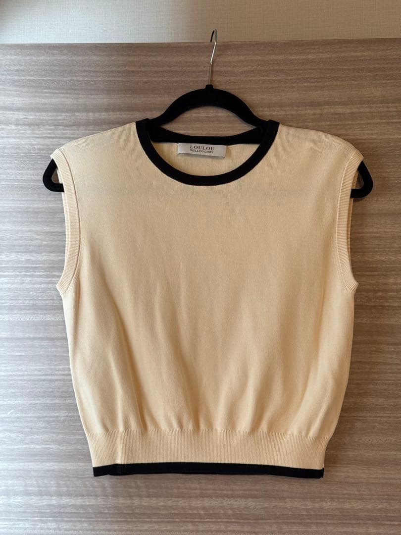 ルルウィルビー バイカラーカーディガン　ノースリーブニット　プルオーバー