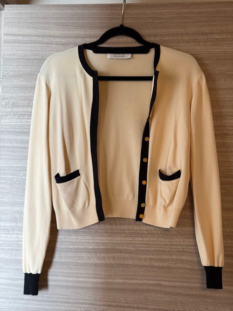 ルルウィルビー バイカラーカーディガン　ノースリーブニット　プルオーバー