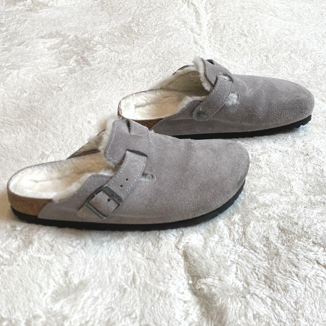 ビルケンシュトック　ボストン　シアリング　内ボア　ムートン　グレー　25cm