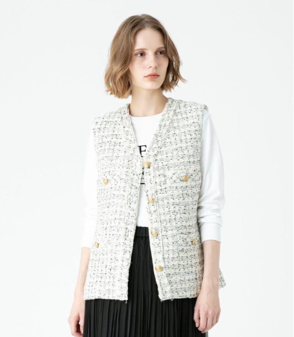 アルアバイル　FRALPIツイードジレ　ホワイト　ルルウィルビー