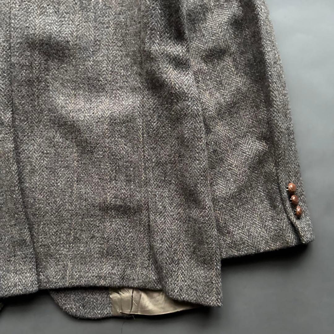 80s USA製 ハリスツイード テーラードジャケット ブラウン ヴィンテージ