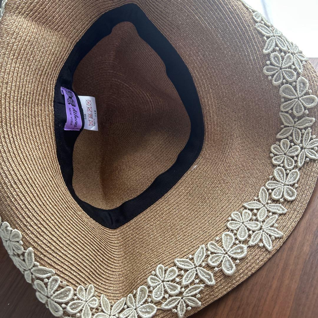 【美品】Athena New York 麦わら帽子 アシーナニューヨークレース❁