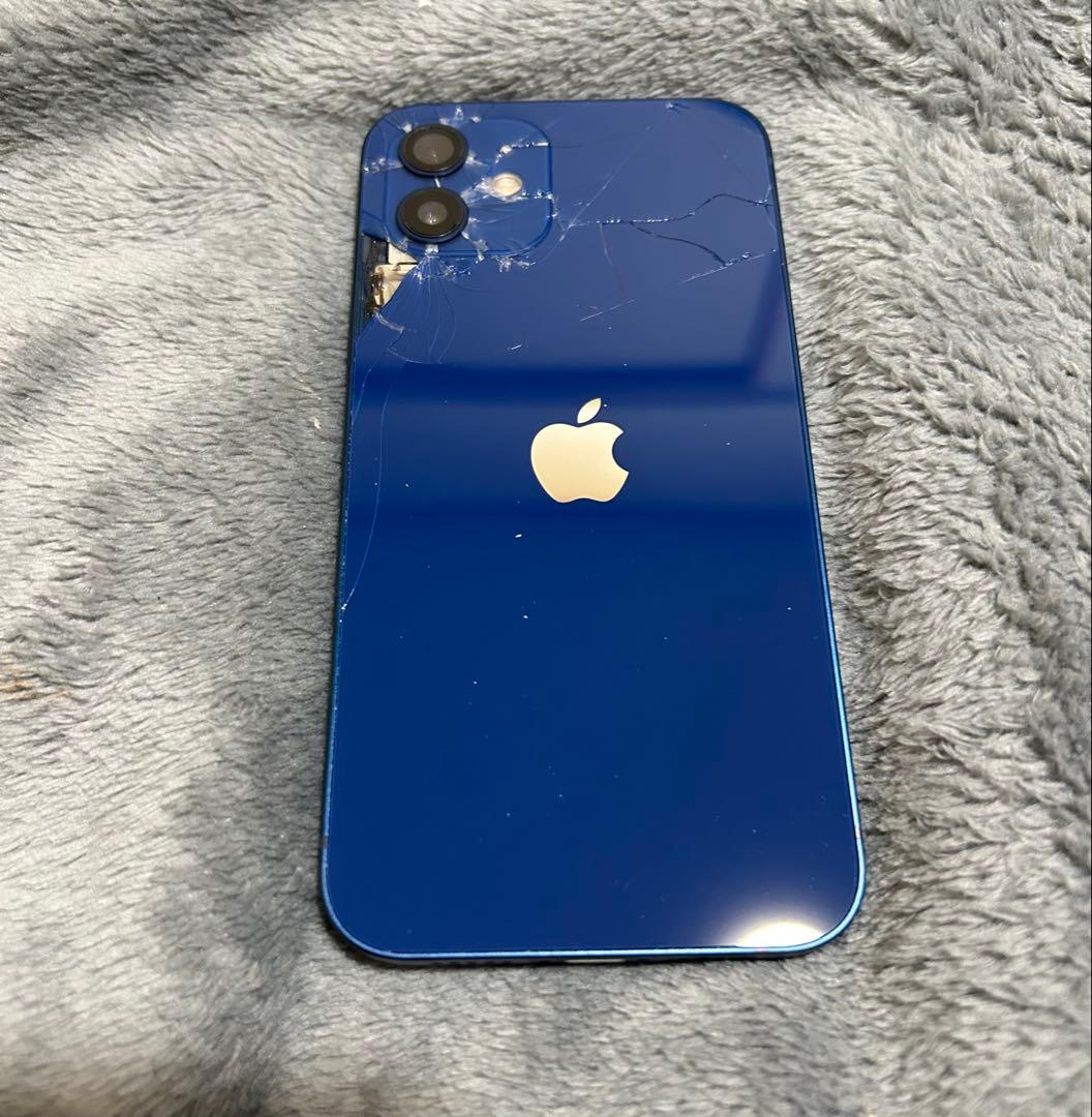 iPhone 12 青 128GB 本体 割れ、シム認識不可、完全ジャンク