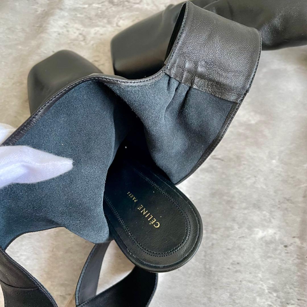 美品 セリーヌ パンプス ミュール ラムレザー ヒール 37 23.5