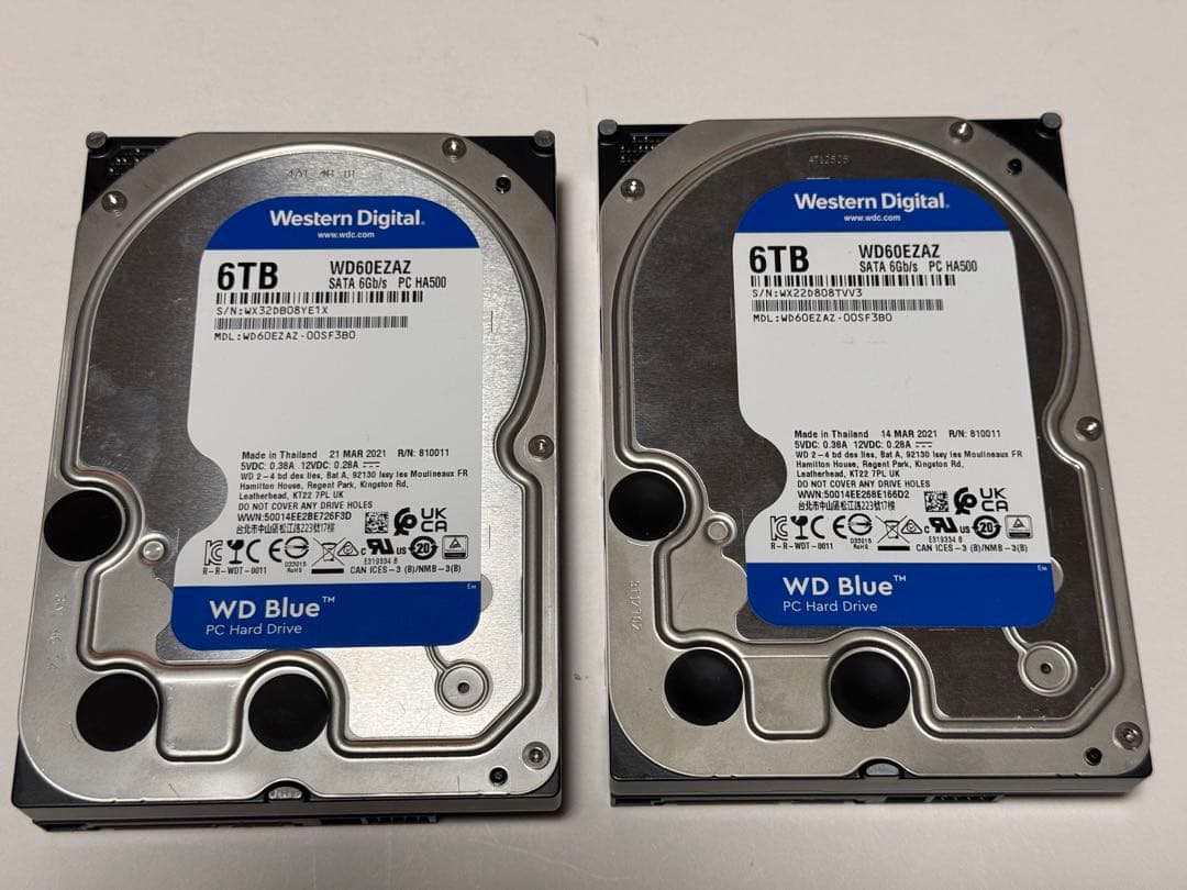 WD Blue 6TB HDD WD60EZAZ 2台セット