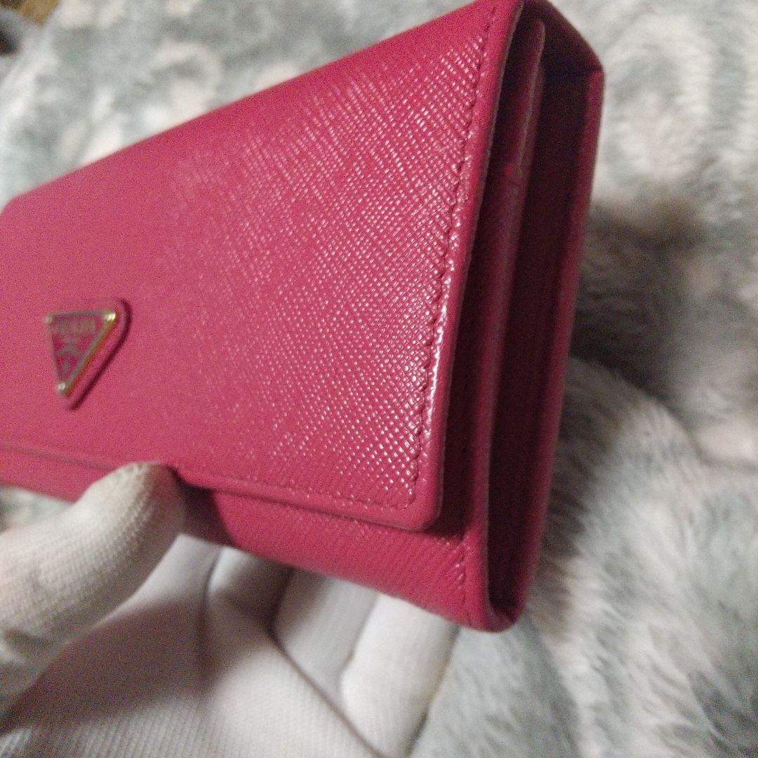 PRADA サフィアーノ三角ロゴ 長財布レッド系