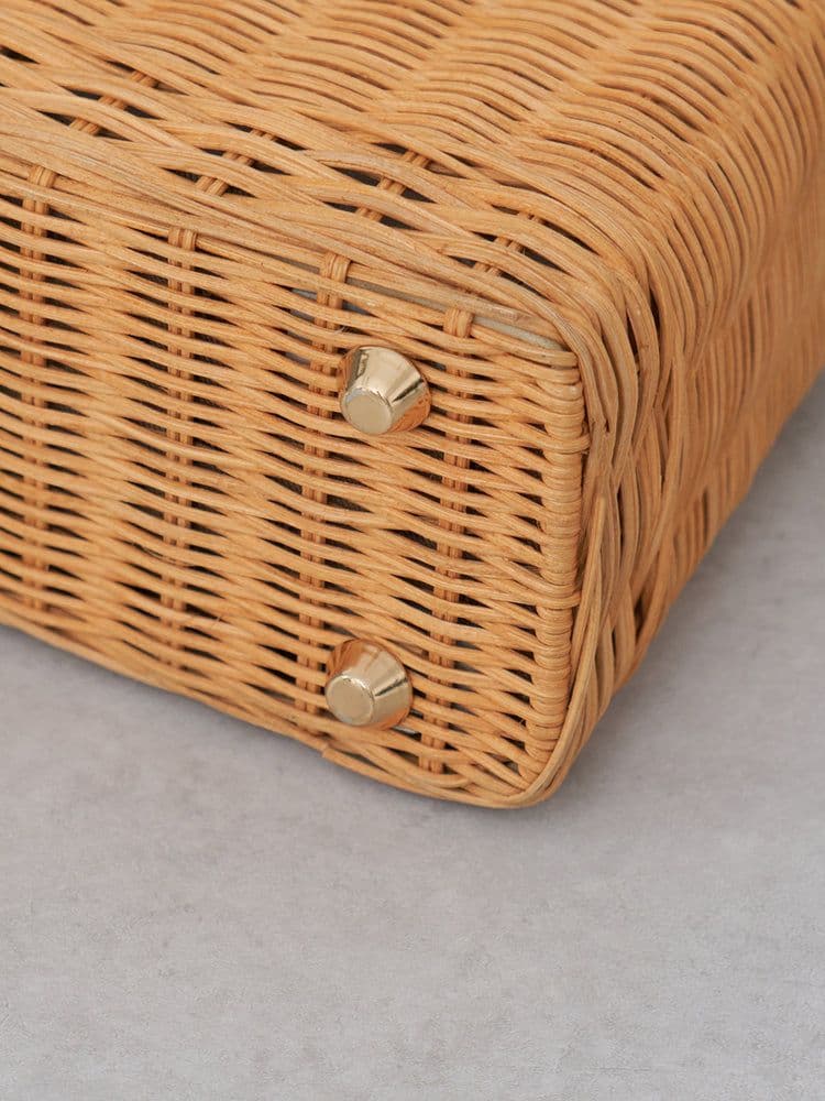 【新品未開封】Darich　大人気希少♡ロゴレザーラタンバッグ　ベージュ　BEG