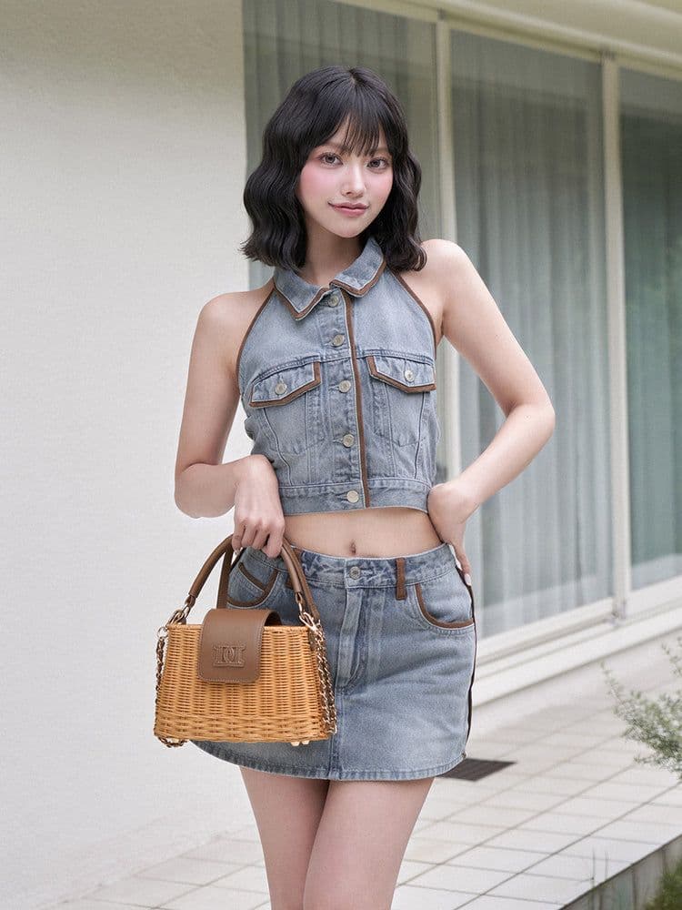 【新品未開封】Darich　大人気希少♡ロゴレザーラタンバッグ　ベージュ　BEG