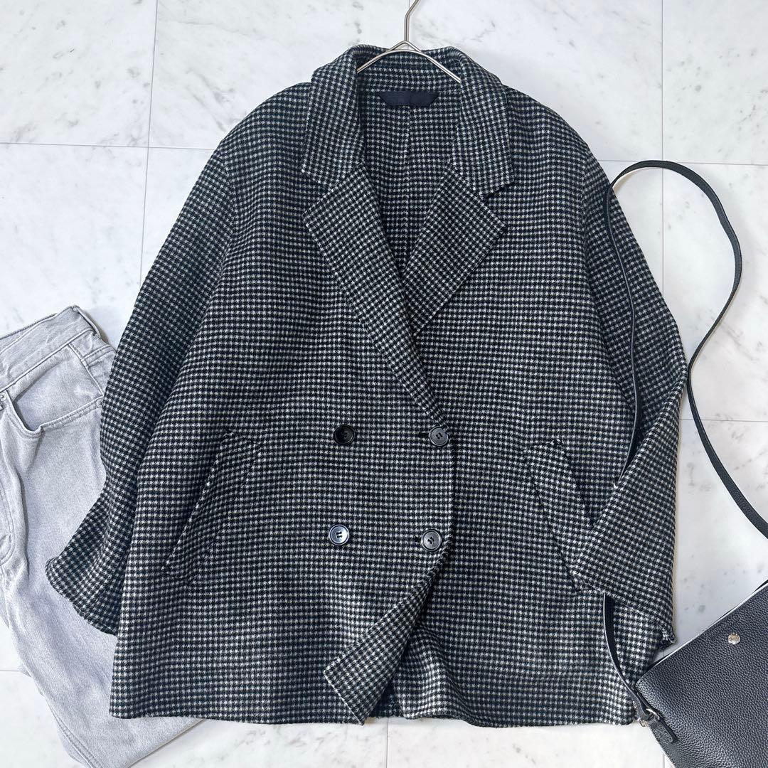 極美品 レリューム 23AW ゆったり ウールナイロンリバージャケット 千鳥柄