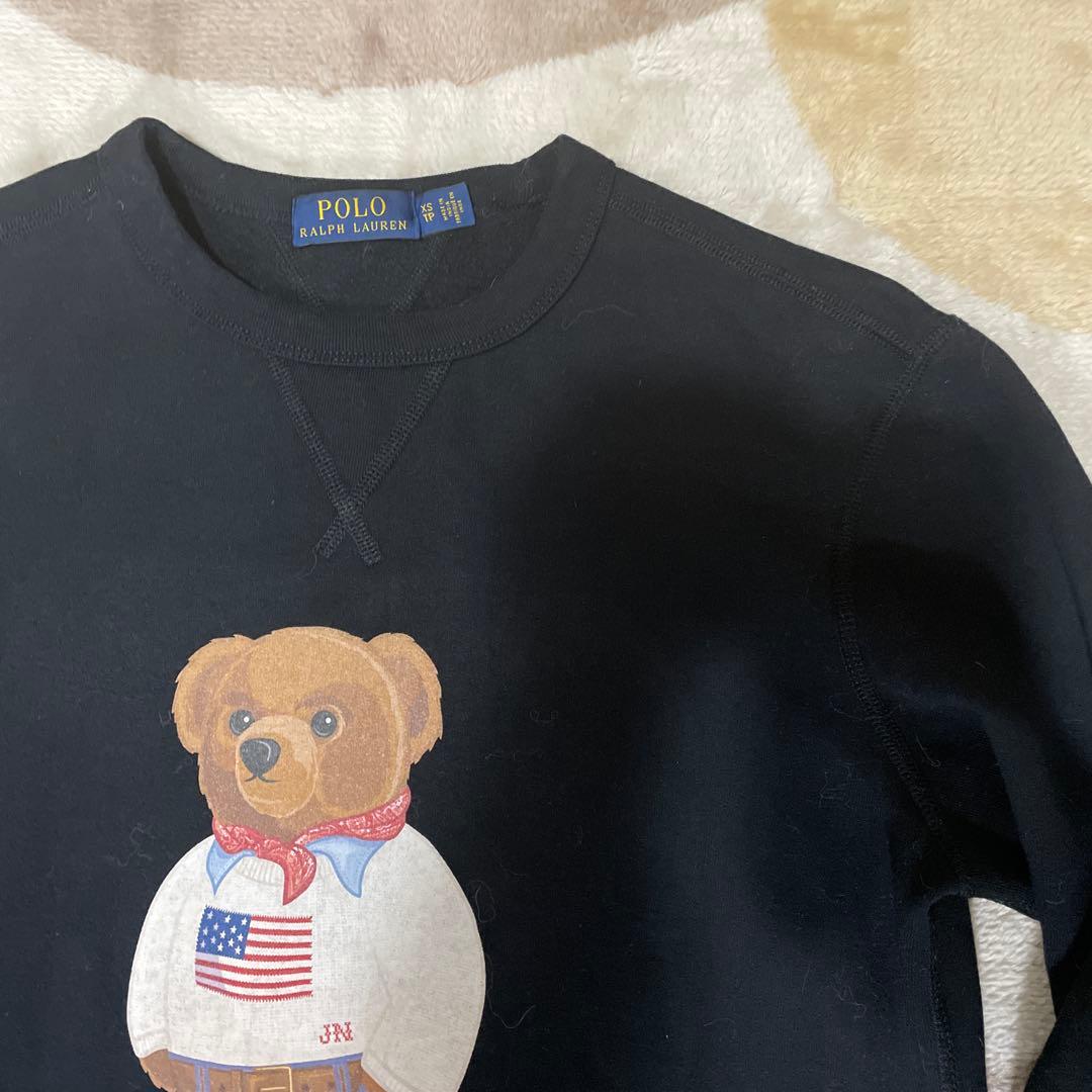 （美品）ポロ ラルフローレン ベア スウェット トレーナー XSサイズ ネイビー
