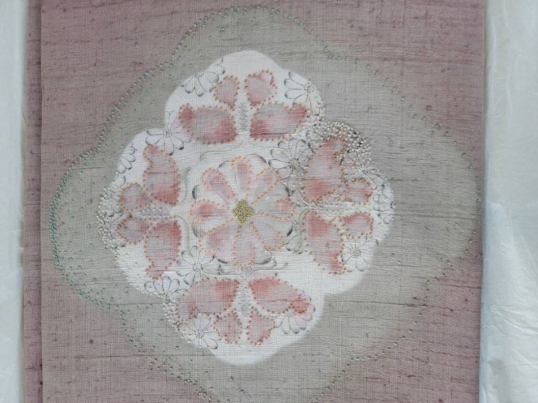 高級呉服　むら田　銀座　祇園　花柄刺繍 袋帯 薄いピンク