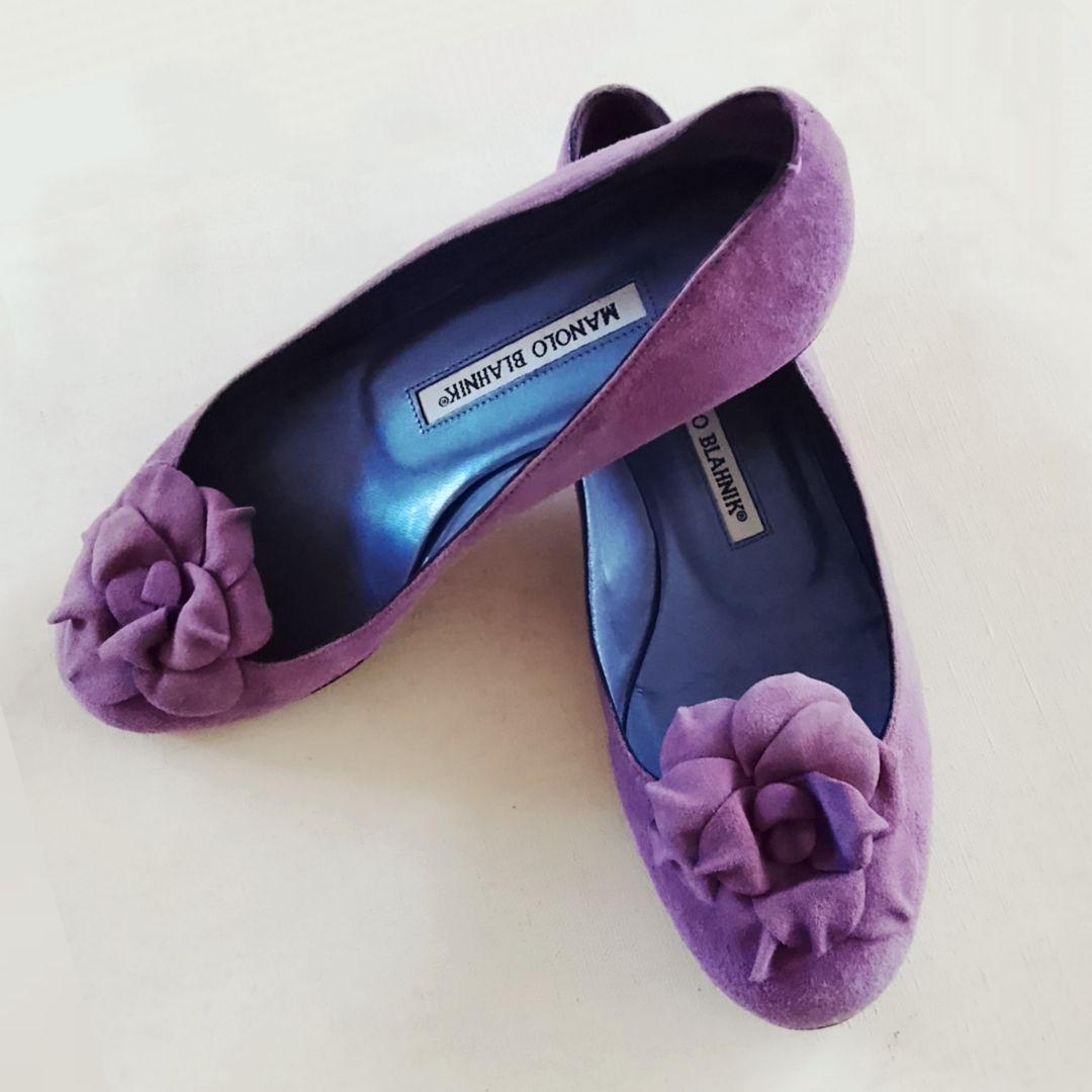 マノロブラニク スウェード パンプス バレエシューズ フラットシューズ