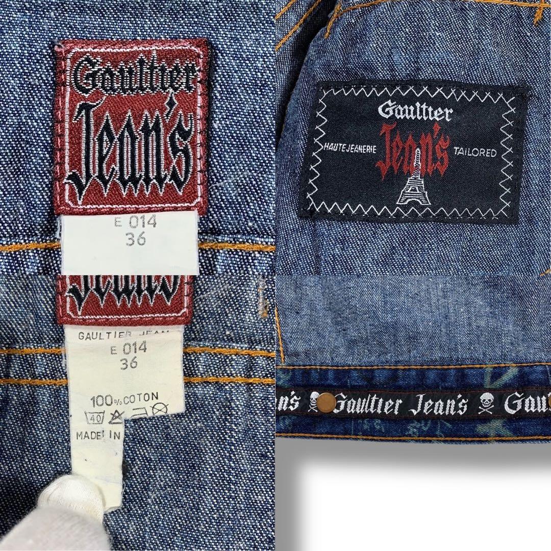 超希少/美品✨ゴルチエジーンズ デニムジャケット グラフィック プリント 36