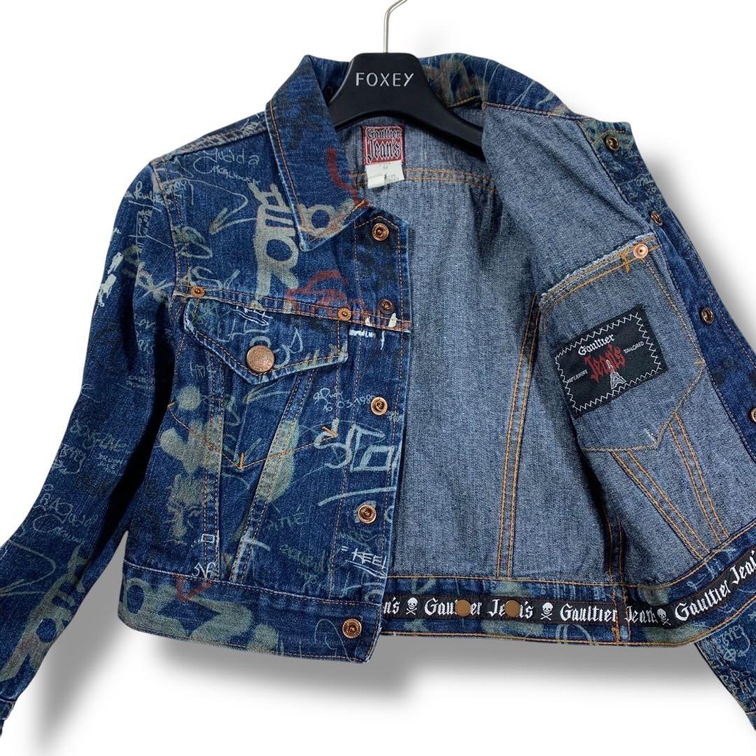 超希少/美品✨ゴルチエジーンズ デニムジャケット グラフィック プリント 36