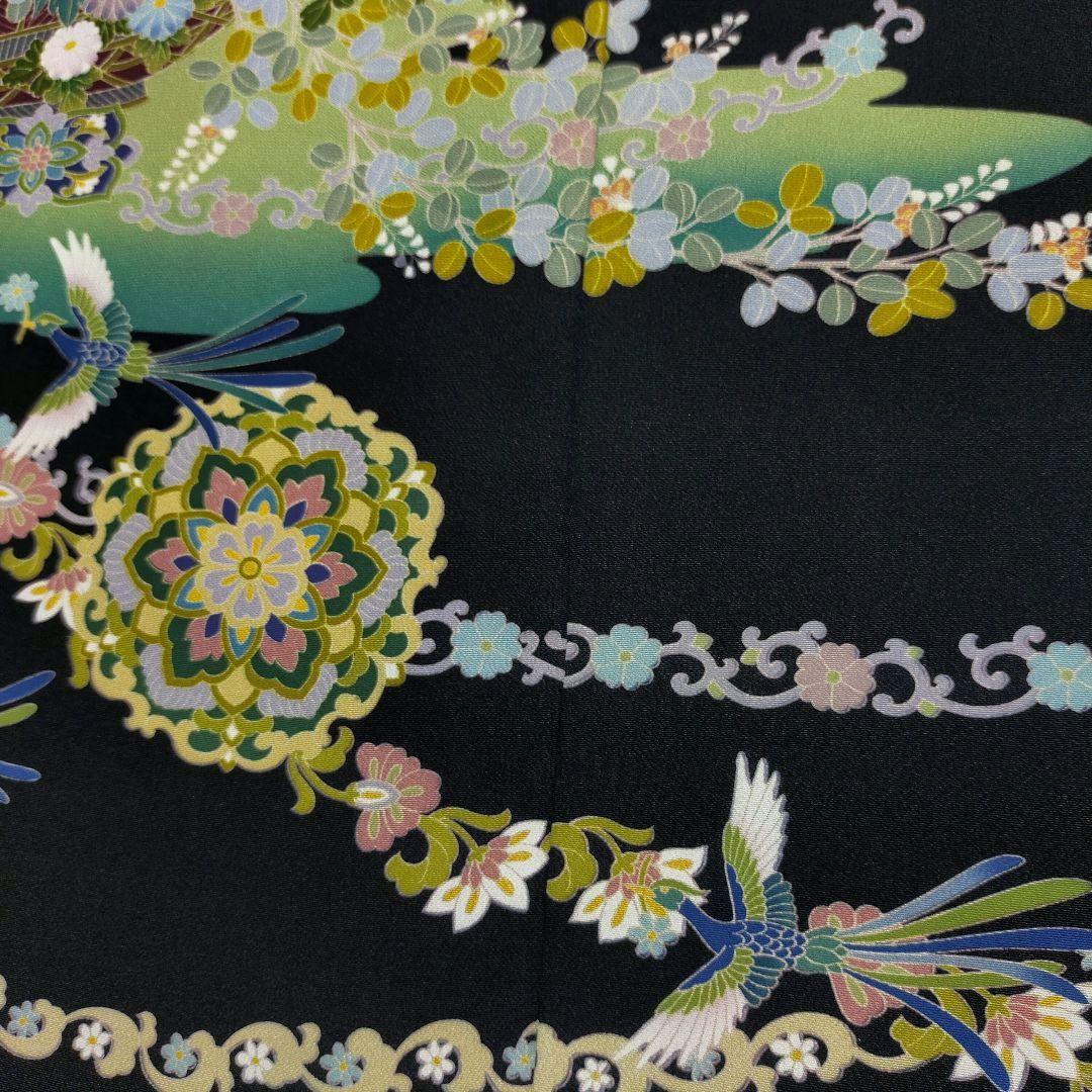 ★黒留袖アンサンブル*ノースリーブワンピース+ボレロ*着物リメイク正絹M〜L㊾