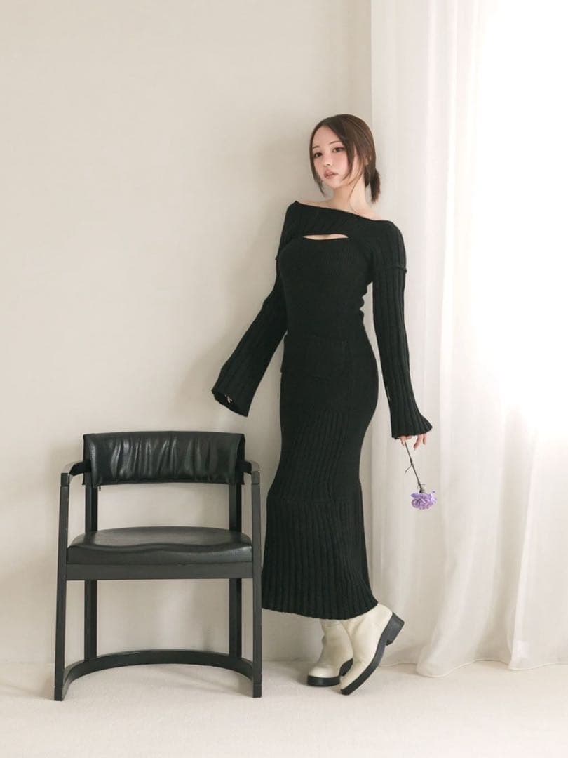 andmary juna knit mermaid dress ブラック