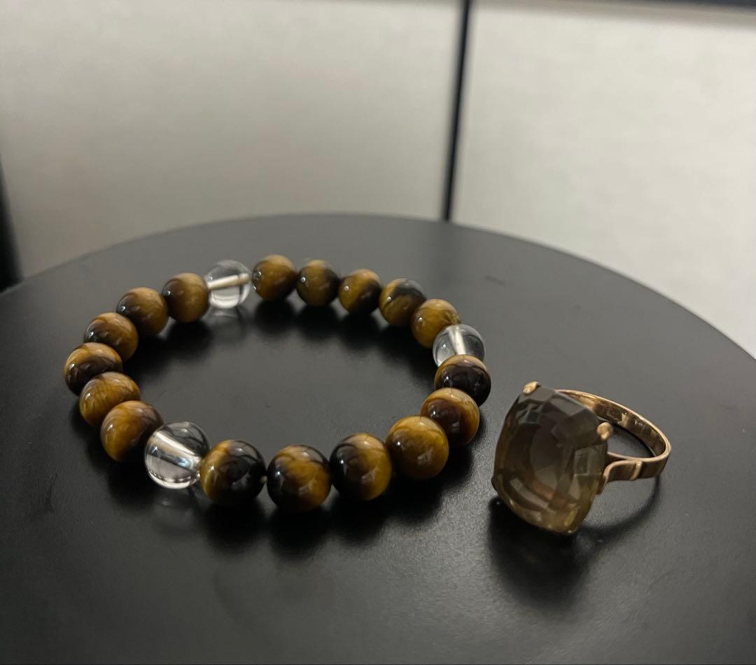 R60-タイガーアイとクリスタルのアクセサリーセット