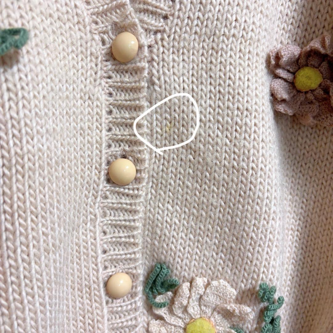 PINK HOUSE（ピンクハウス）立体フラワーモチーフ ニットカーディガン