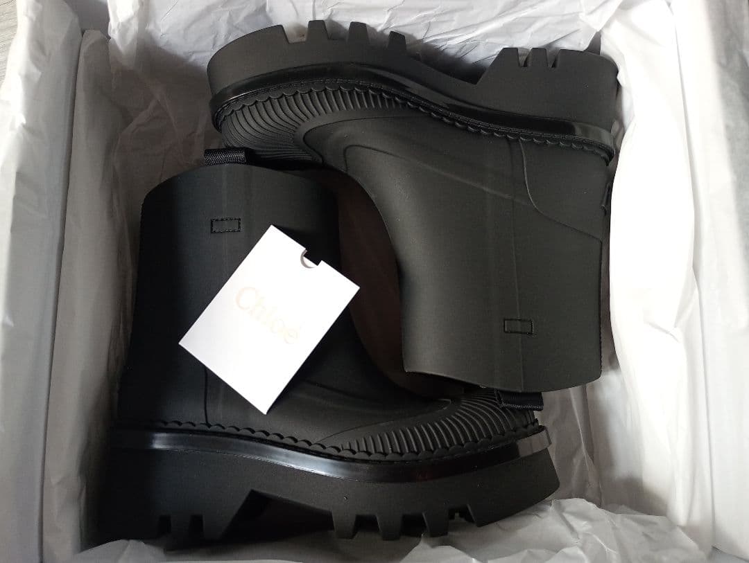 Chloe クロエ レインブーツ ラバー レイナ (ブラック) 38 25cm