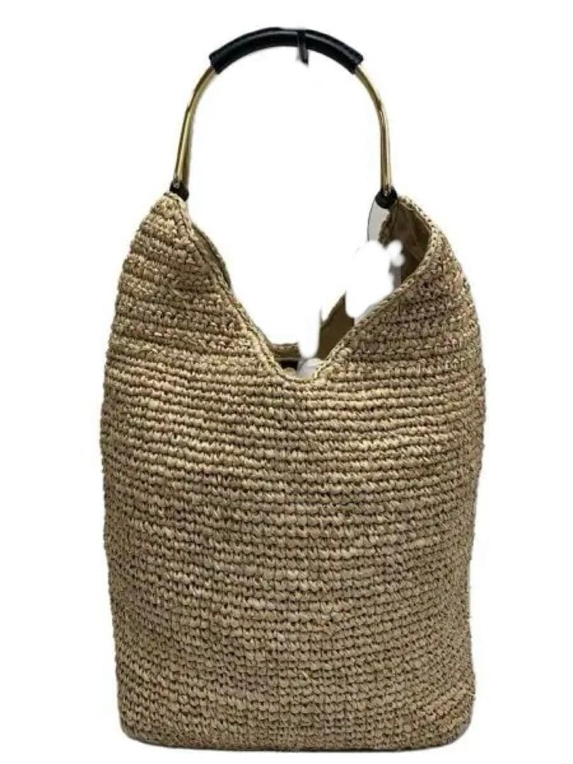 ストロー素材 トート型ハンドバッグ　ヴィオラドーロ　ゴールド