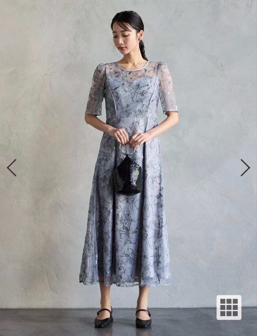 【AIMER】 ビオラモチーフスパンコール刺繍ドレス