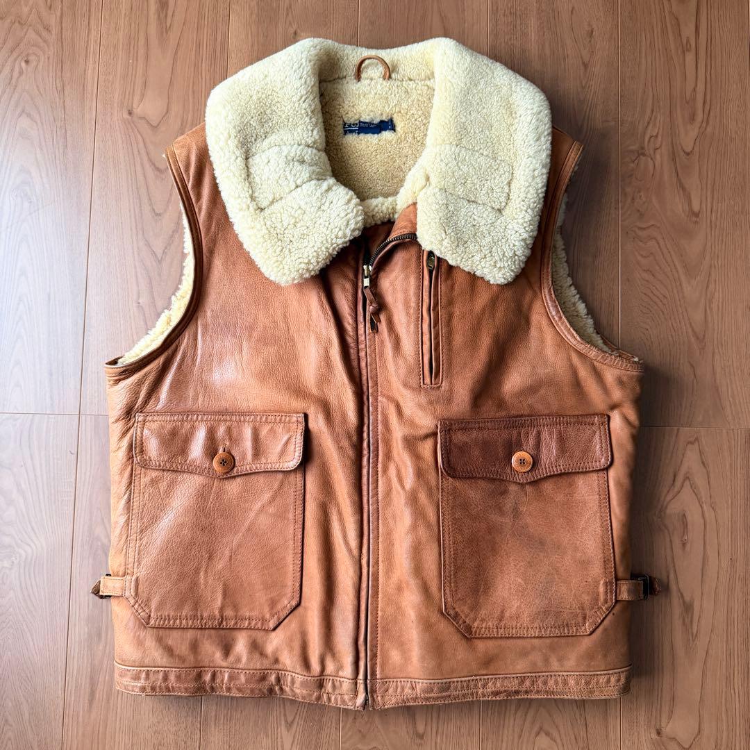POLO ラルフローレン ラムレザー ムートン ベスト 90s M