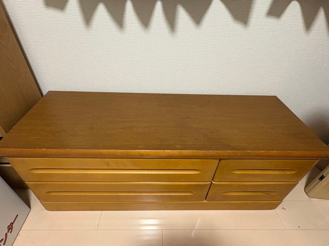 木製ローチェスト 2段4杯 幅120cm ナチュラル テレビ台にも◎本日まで