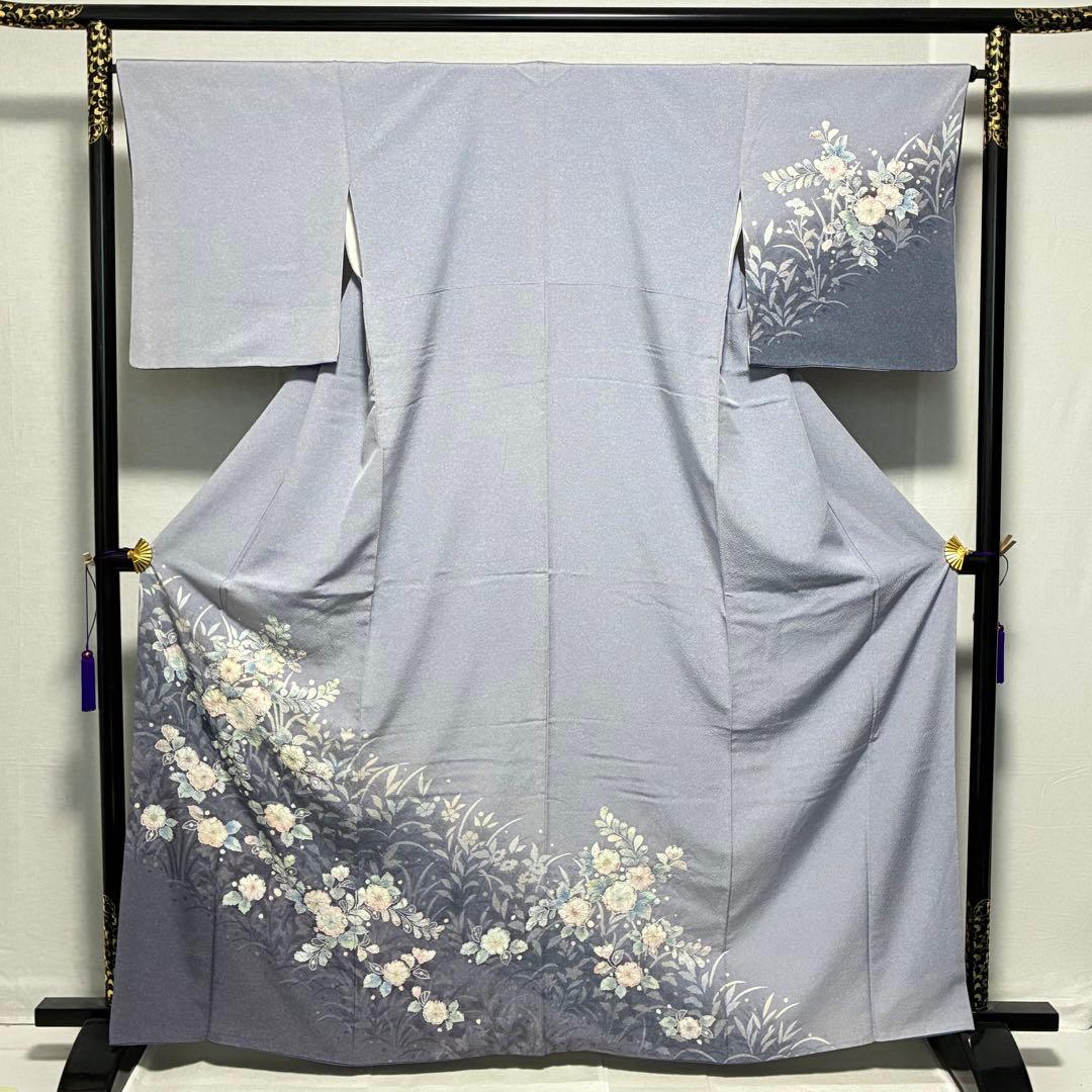 D129 訪問着 辻ヶ花 絞り 正絹 着物 袷 極美品