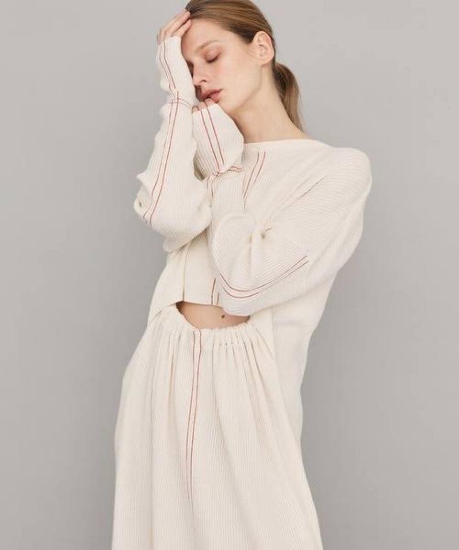 TAN タン ステッチリブニットワンピース サイズF