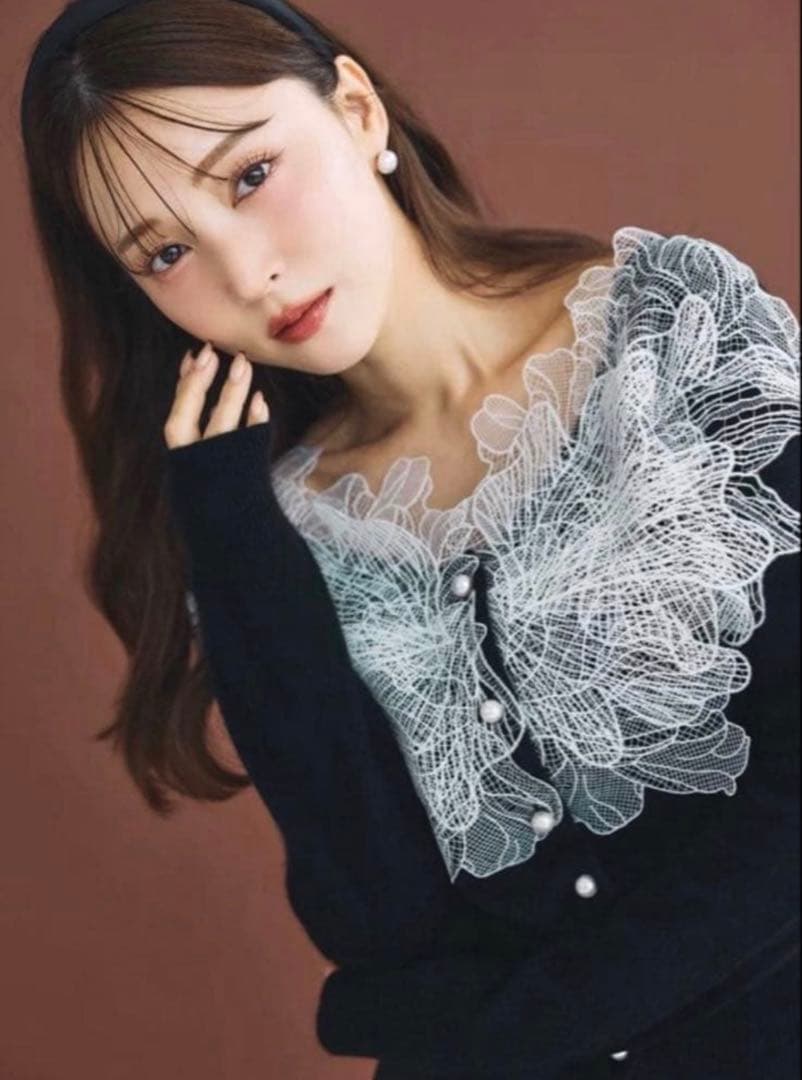 polaura ポローラ フラワーレースカーディガン