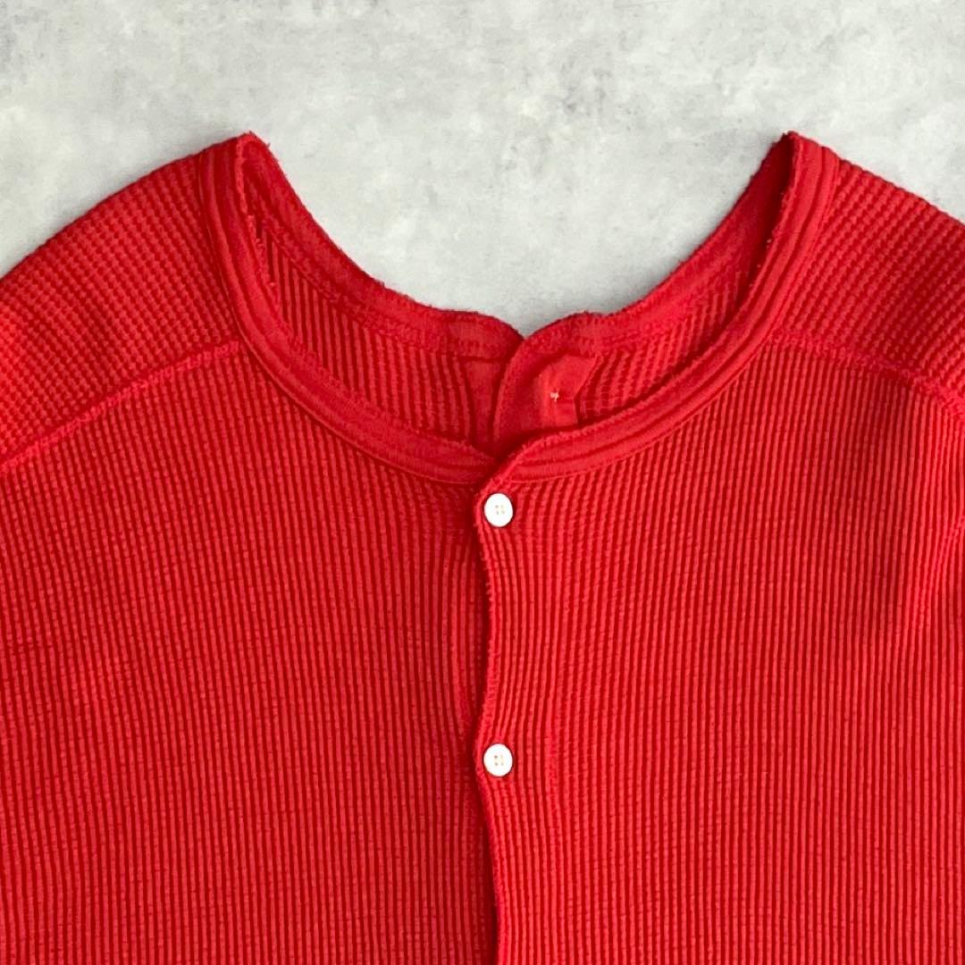 アメリカーナ ロングワンピース サーマル ワッフル ヘンリーネック 2WAY 赤